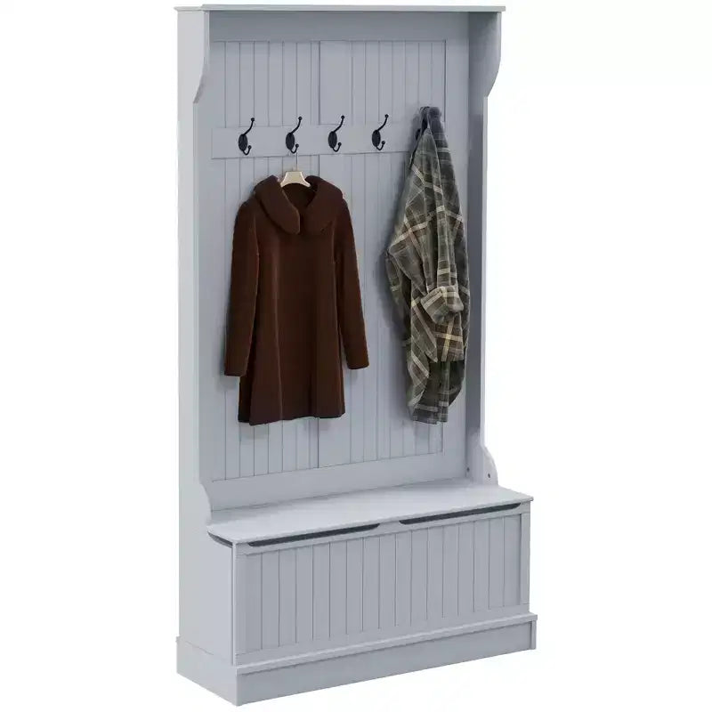 Banc de rangement avec porte-manteau