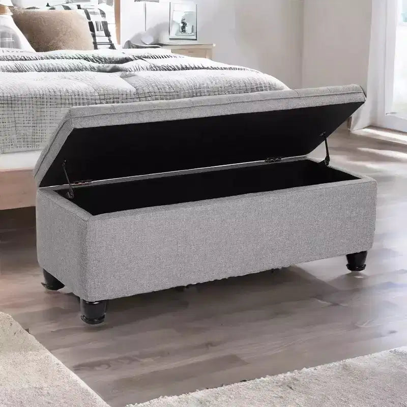 Banc Ottoman de Rangement Long, Tabouret de Bout de Lit avec Rangement, Charge Supportée
