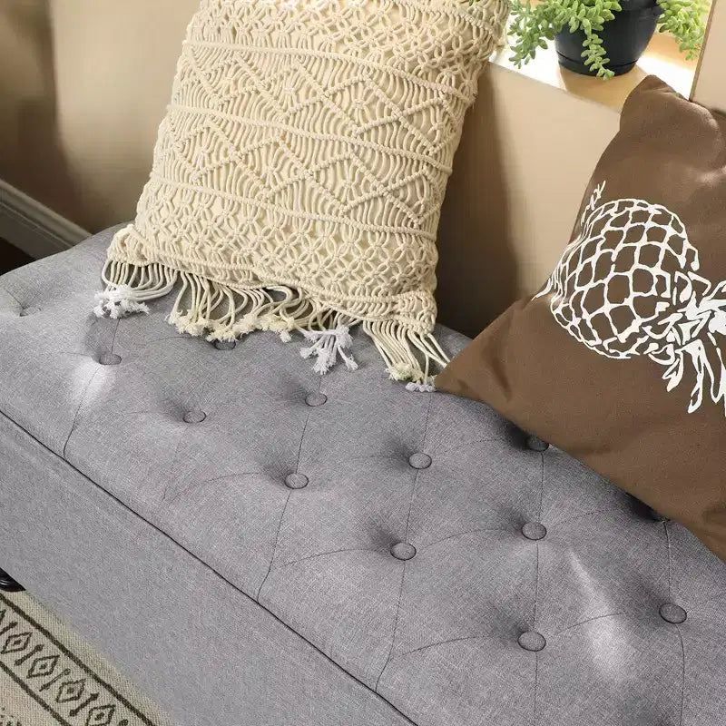 Banc Ottoman de Rangement Long, Tabouret de Bout de Lit avec Rangement, Charge Supportée