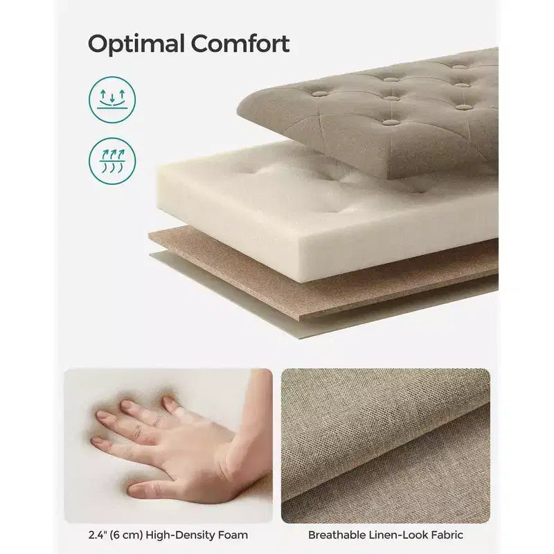 Banc Ottoman de Rangement Long, Tabouret de Bout de Lit avec Rangement, Charge Supportée