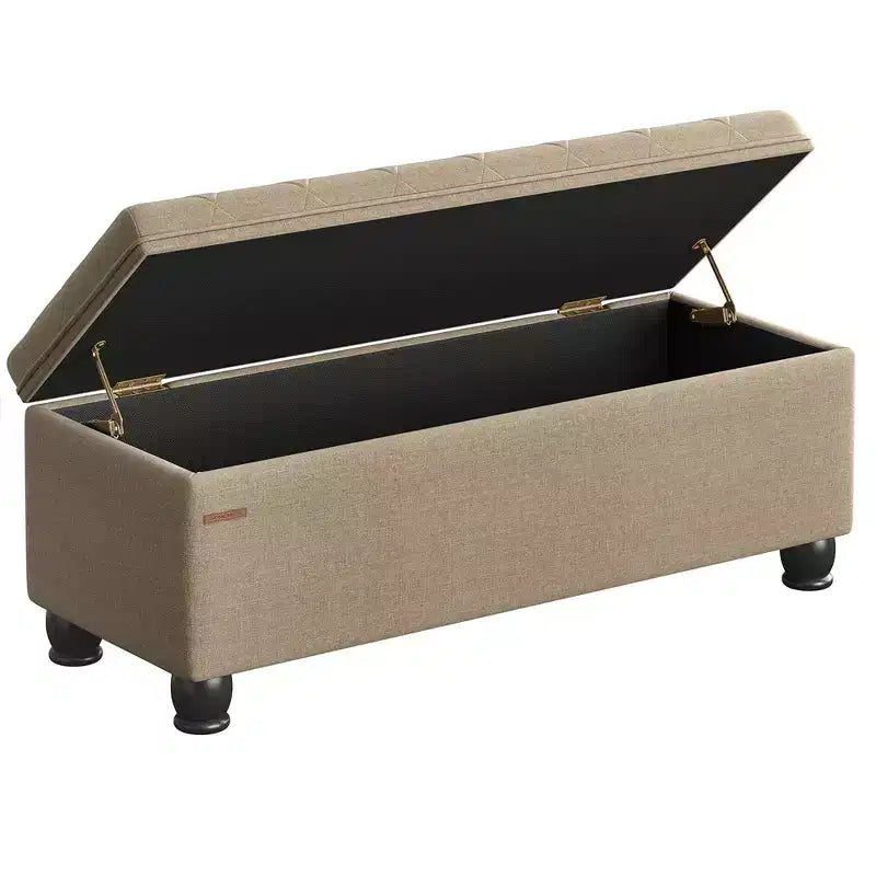 Banc Ottoman de Rangement Long, Tabouret de Bout de Lit avec Rangement, Charge Supportée