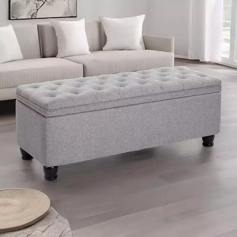 Banc Ottoman de Rangement Long, Tabouret de Bout de Lit avec Rangement, Charge Supportée