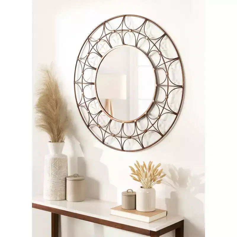 Miroir décoratif rond en métal