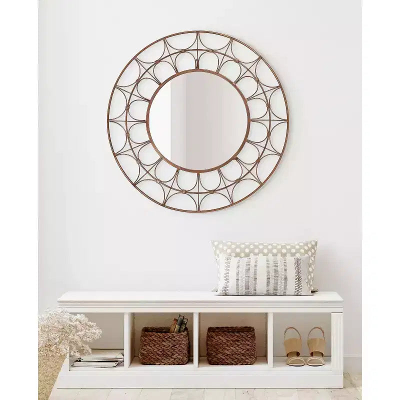 Miroir décoratif rond en métal