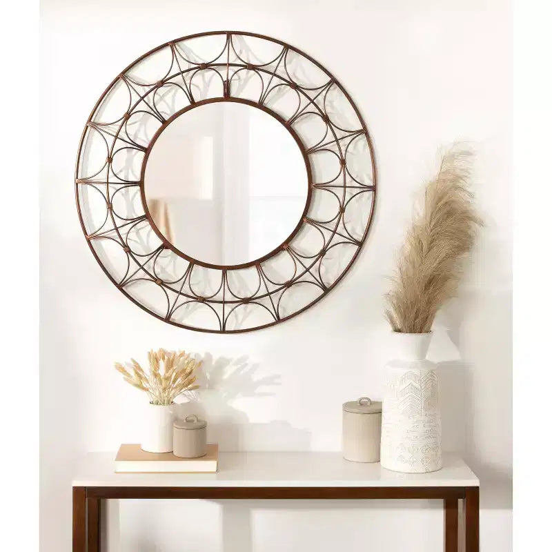 Miroir décoratif rond en métal