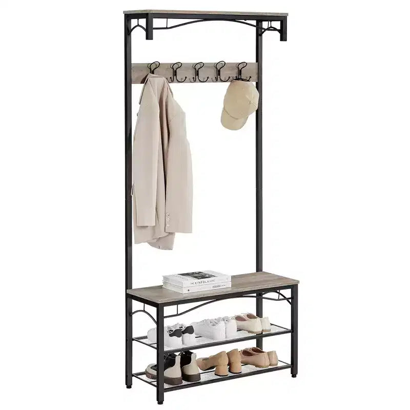 Banc à chaussures, Étagère de rangement 3 niveaux, Meuble d'appoint industriel