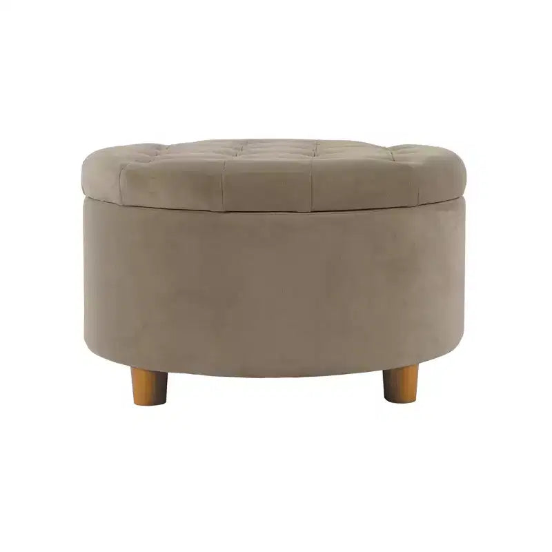 Pouffe de rangement rond capitonné en velours