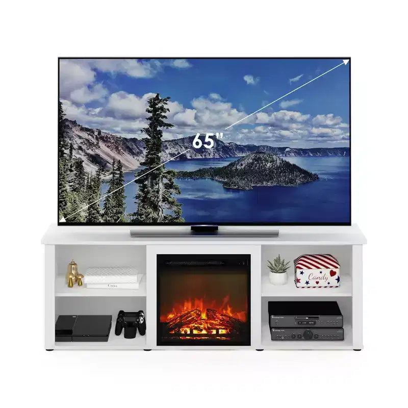 Meuble TV classique pour cheminée, console de divertissement, centre multimédia