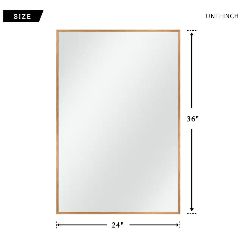 Miroir mural décoratif moderne rectangulaire en alliage d'aluminium à cadre étroit