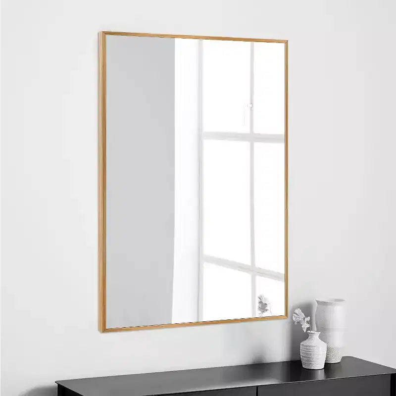 Miroir mural décoratif moderne rectangulaire en alliage d'aluminium à cadre étroit