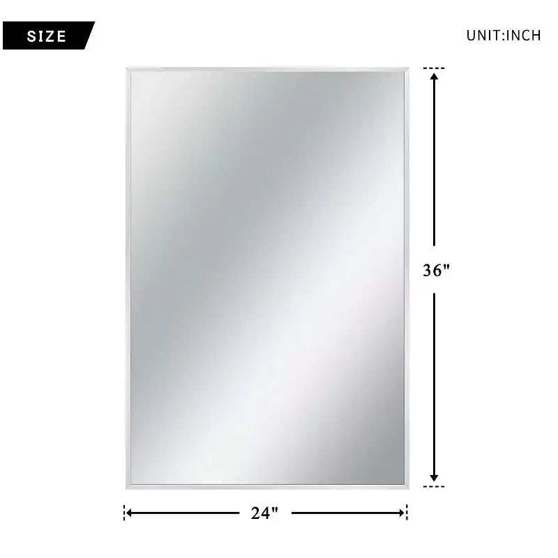 Miroir mural décoratif moderne rectangulaire en alliage d'aluminium à cadre étroit