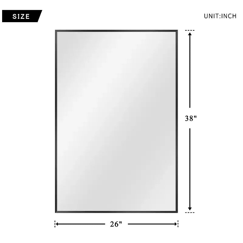 Miroir mural décoratif moderne rectangulaire en alliage d'aluminium à cadre étroit