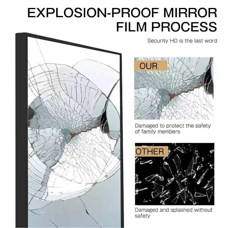 Miroir mural décoratif moderne rectangulaire en alliage d'aluminium à cadre étroit