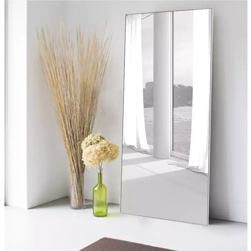 Miroir mural décoratif moderne rectangulaire en alliage d'aluminium à cadre étroit