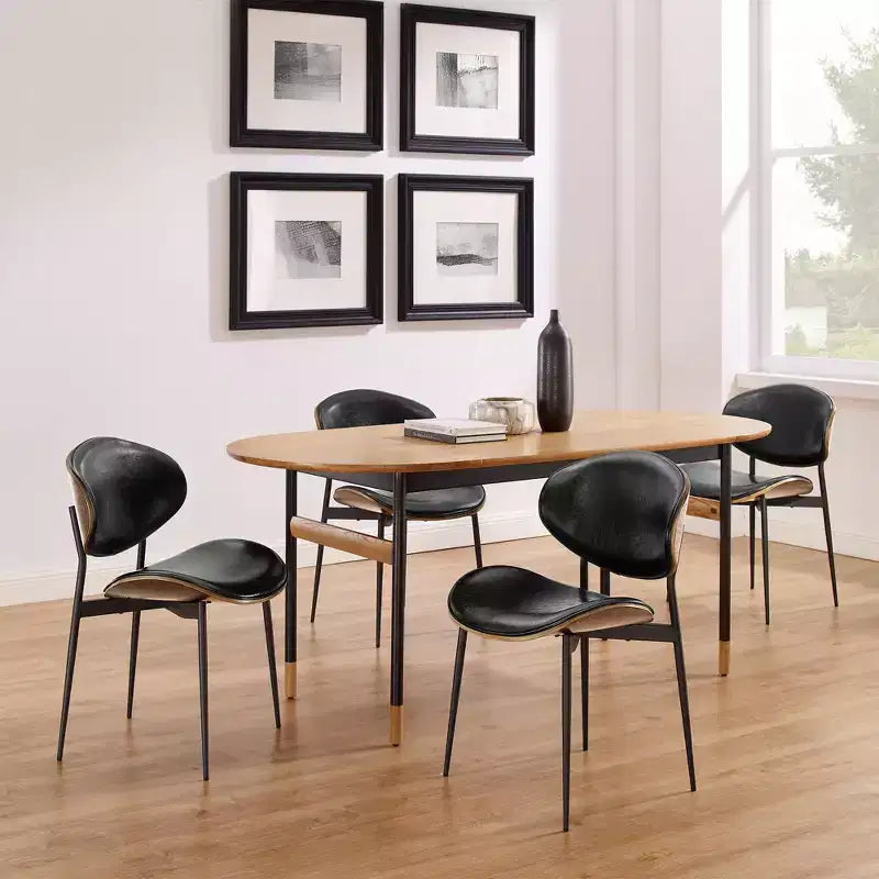 Chaise de salle à manger moderne en peuplier tapissé et en similicuir