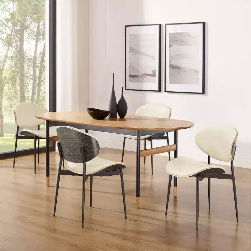 Chaise de salle à manger moderne en peuplier tapissé et en similicuir