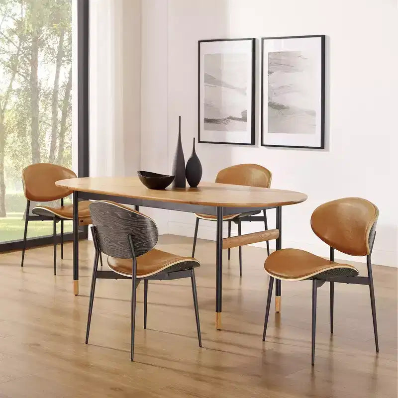 Chaise de salle à manger moderne en peuplier tapissé et en similicuir