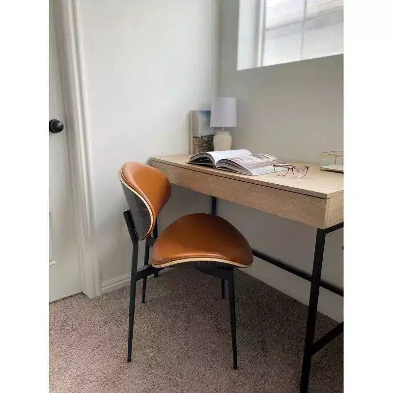 Chaise de salle à manger moderne en peuplier tapissé et en similicuir