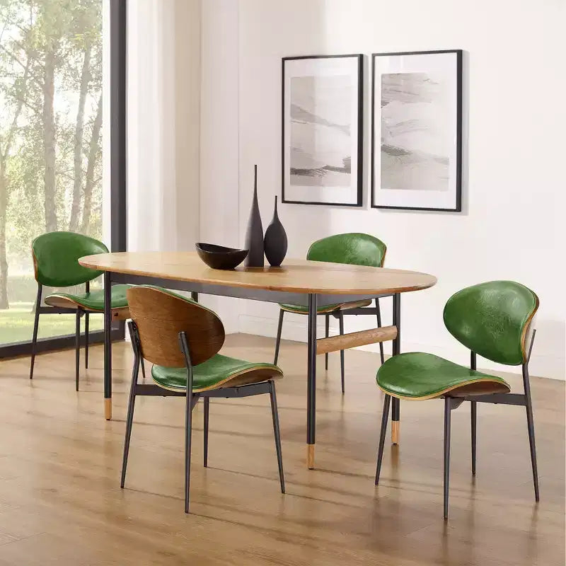 Chaise de salle à manger moderne en peuplier tapissé et en similicuir