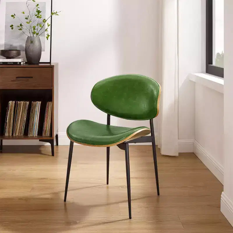 Chaise de salle à manger moderne en peuplier tapissé et en similicuir