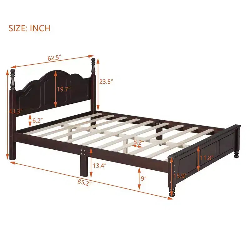 Lit plateforme en bois style rétro
