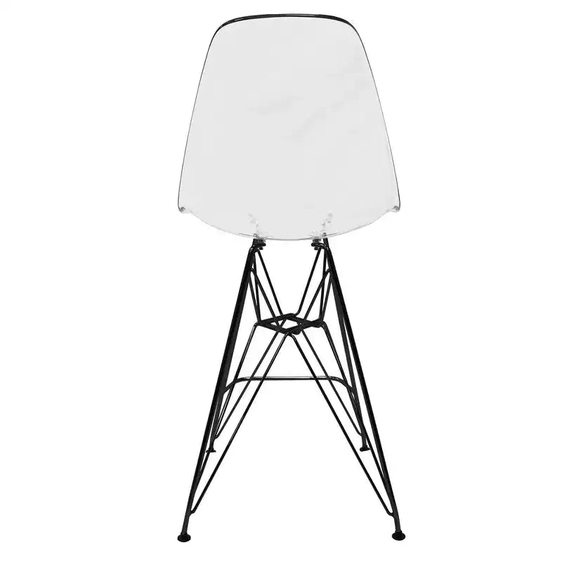 Tabouret de bar contemporain en acrylique avec base en acier noir, hauteur comptoir