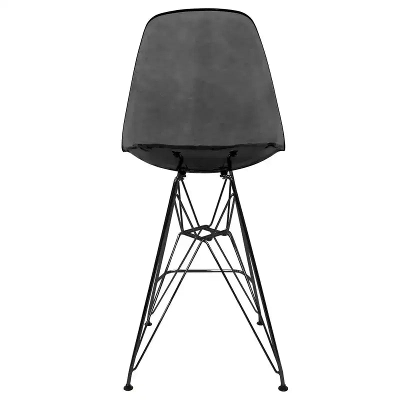 Tabouret de bar contemporain en acrylique avec base en acier noir, hauteur comptoir