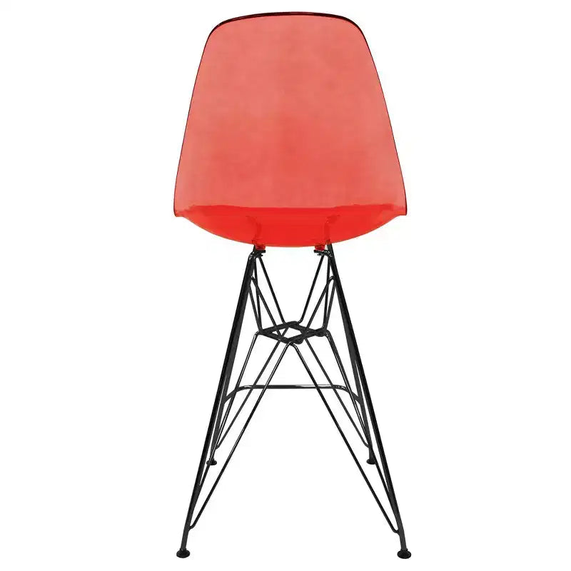 Tabouret de bar contemporain en acrylique avec base en acier noir, hauteur comptoir