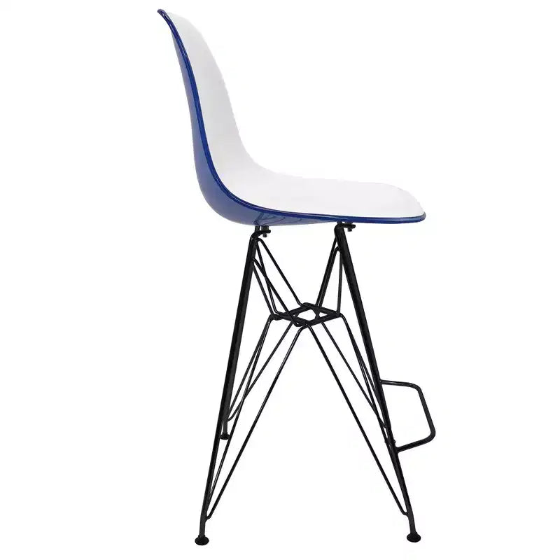 Tabouret de bar contemporain en acrylique avec base en acier noir, hauteur comptoir
