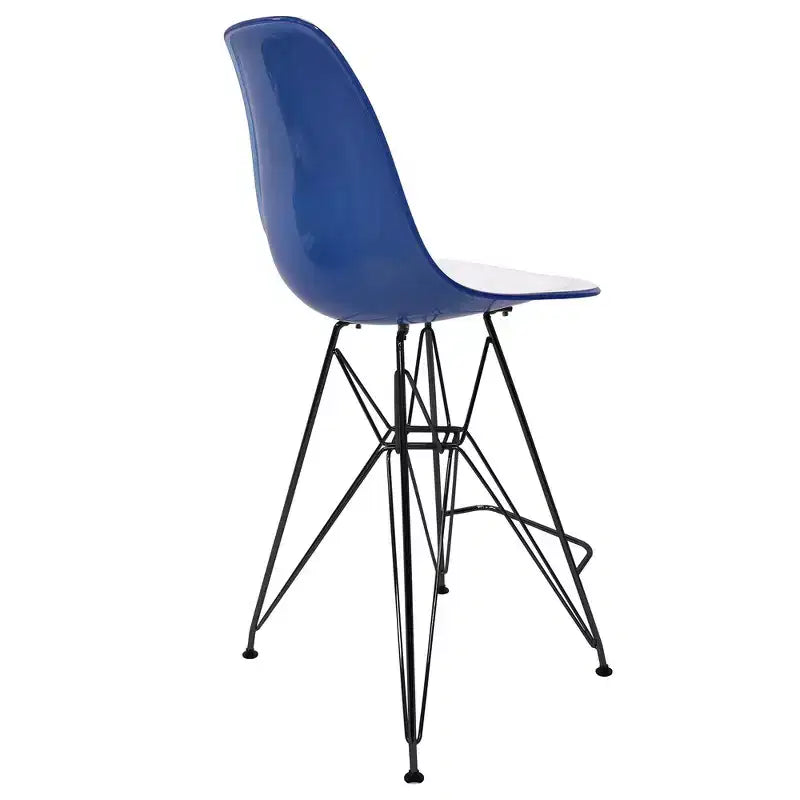 Tabouret de bar contemporain en acrylique avec base en acier noir, hauteur comptoir