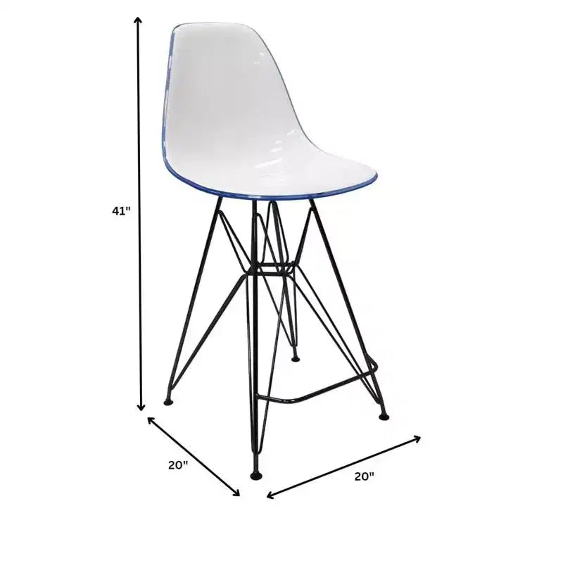 Tabouret de bar contemporain en acrylique avec base en acier noir, hauteur comptoir