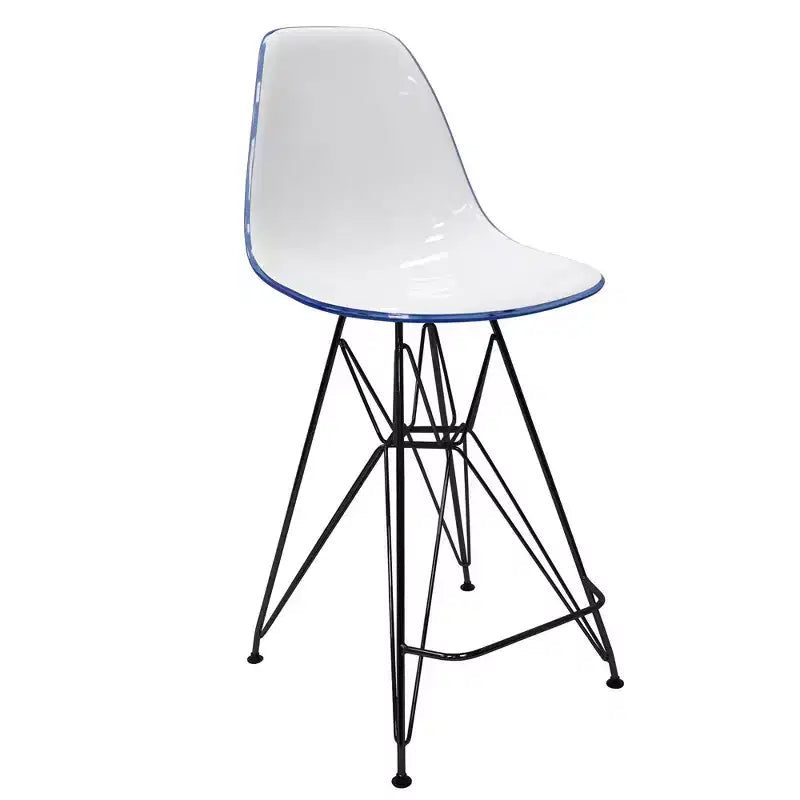 Tabouret de bar contemporain en acrylique avec base en acier noir, hauteur comptoir