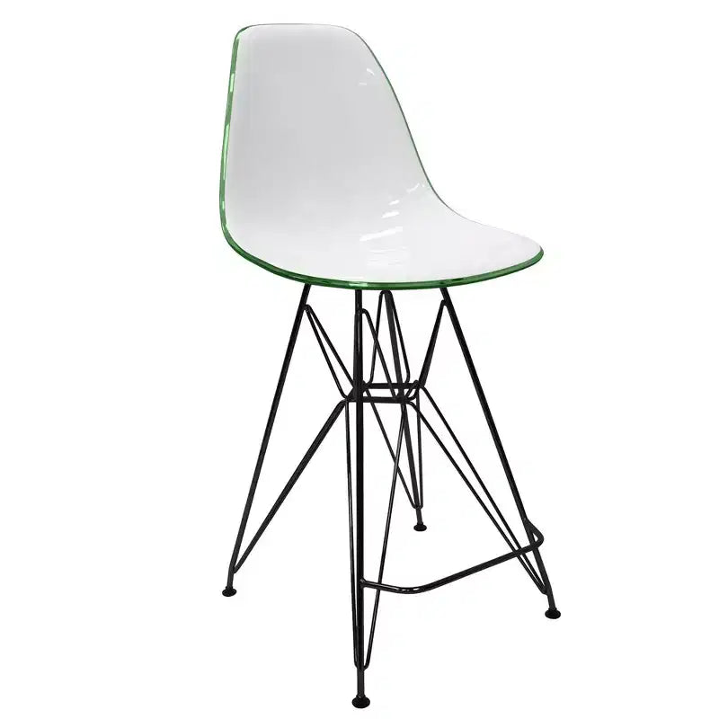 Tabouret de bar contemporain en acrylique avec base en acier noir, hauteur comptoir
