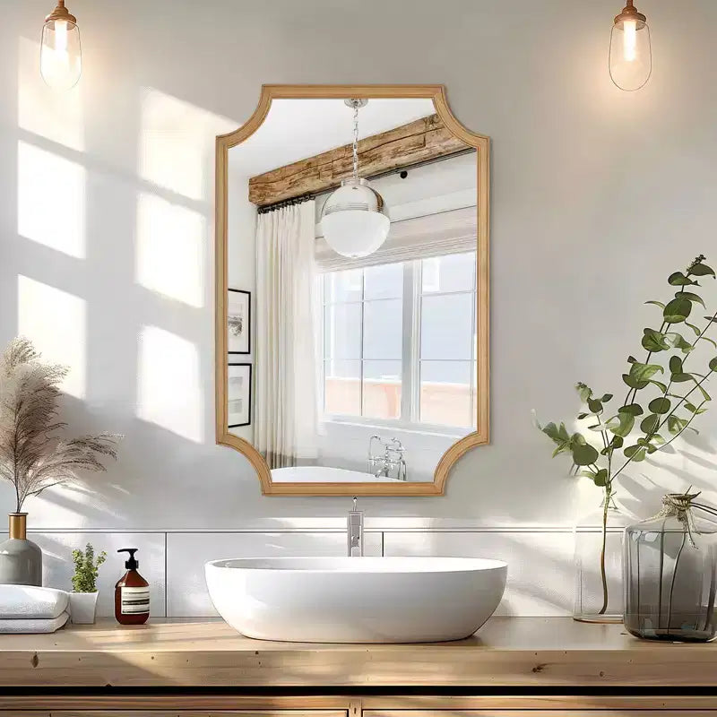 Miroir mural de ferme en bois naturel