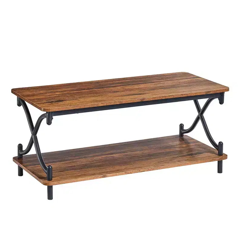 Table basse moderne en bois avec rangement et étagères ouvertes