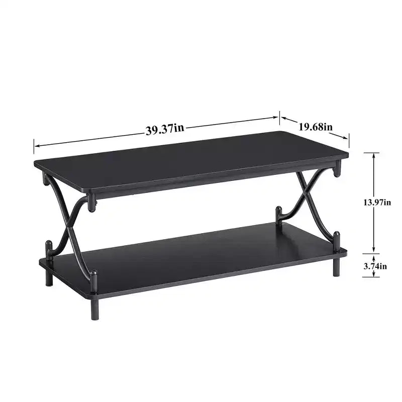 Table basse moderne en bois avec rangement et étagères ouvertes