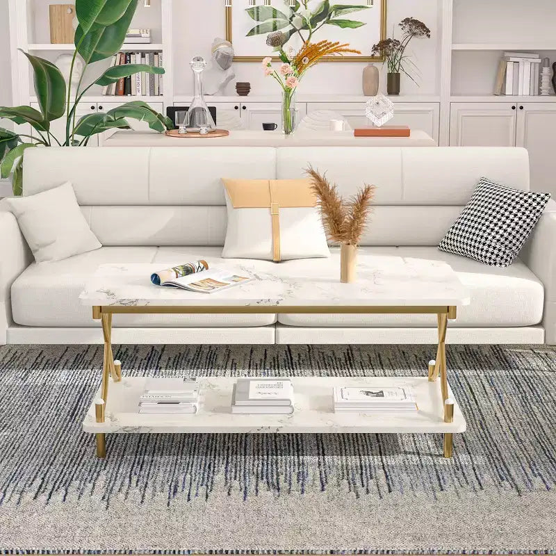 Table basse moderne en bois avec rangement et étagères ouvertes