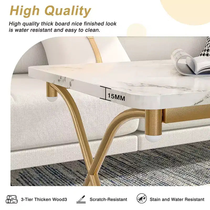 Table basse moderne en bois avec rangement et étagères ouvertes