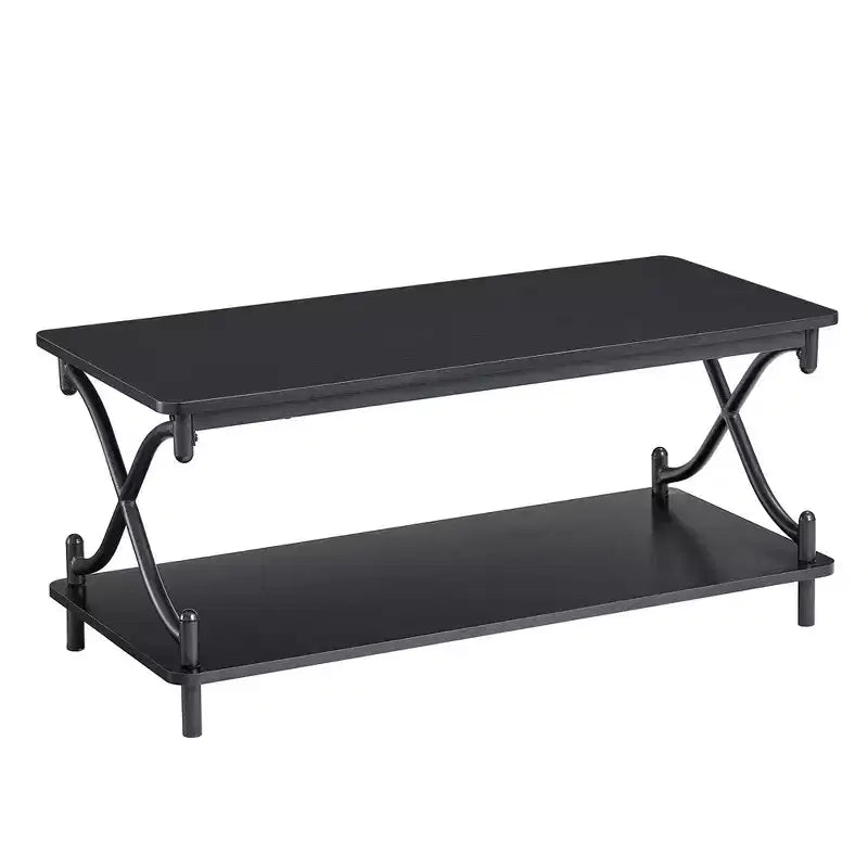 Table basse moderne en bois avec rangement et étagères ouvertes