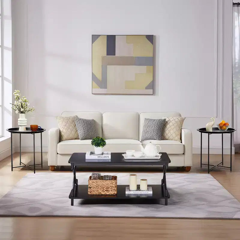 Table basse moderne en bois avec rangement et étagères ouvertes