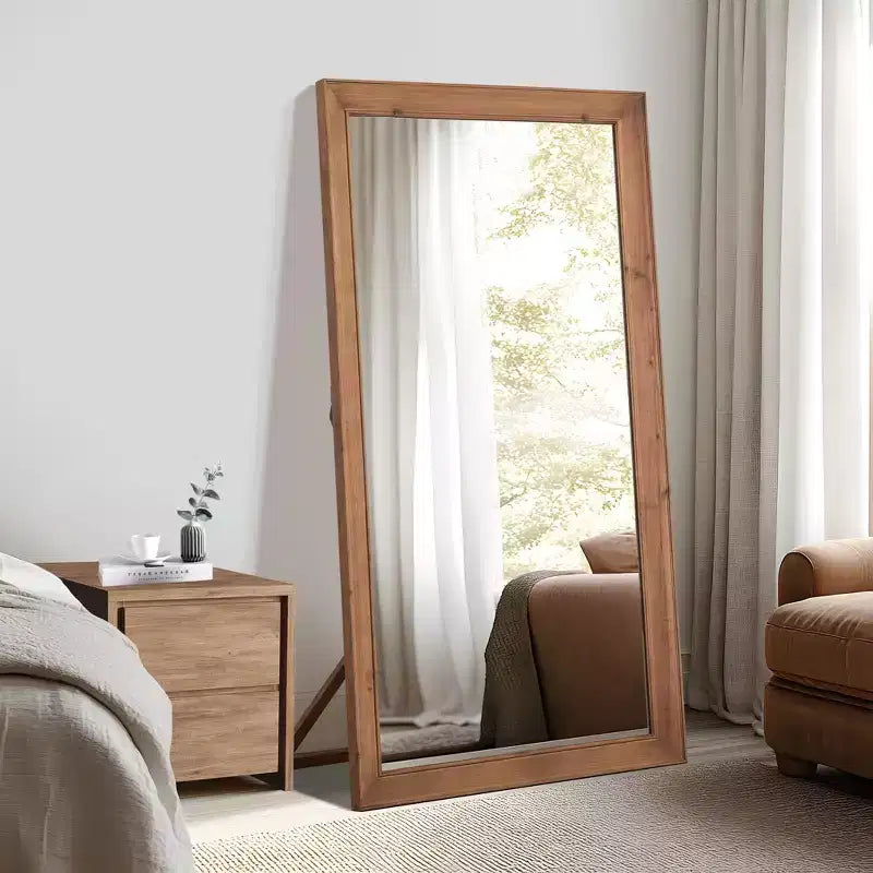 Miroir sur pied en bois pleine longueur